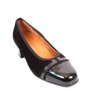 Vernissage 73937 Black Suede Leather Comfort Heels Shoes Pumps